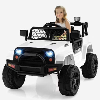 Costway 12V Kids Ride On Car Electric Vehicle Jeep with Parental Remote Music Horn Headlights Slow Start Function White | Target