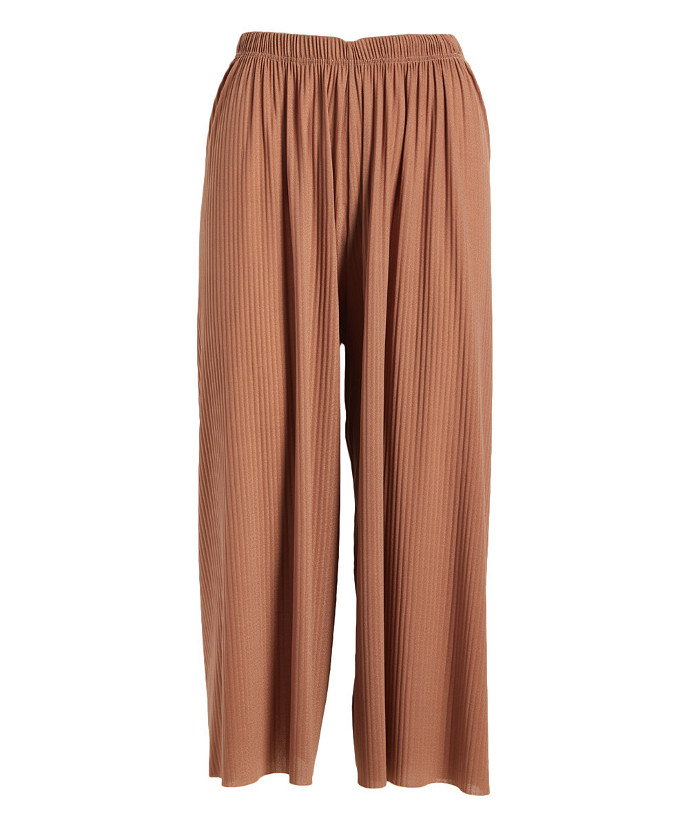 jon & anna Women's Casual Pants Walnut - Walnut Pleated Gaucho Pants - Women | Zulily