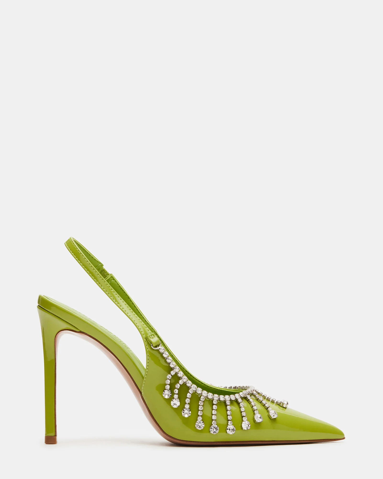 THRILL Green Patent Pointed Toe Rhinestone Heel | Women's Heels | Steve Madden (US)