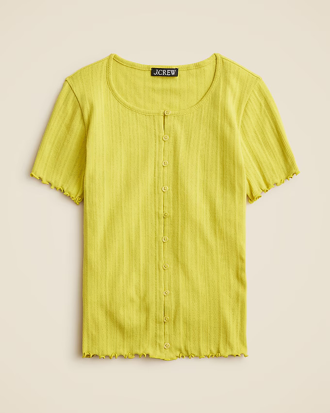 Pointelle short-sleeve knit cardigan | J. Crew US