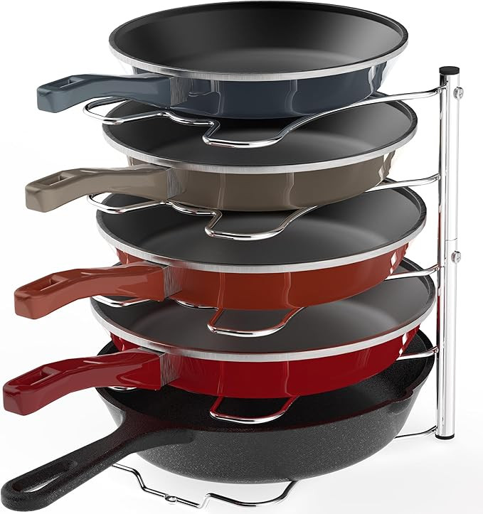 SimpleHouseware Cabinet Pantry Pot and Pan Organizer Holder Rack Holder, Chrome | Amazon (US)