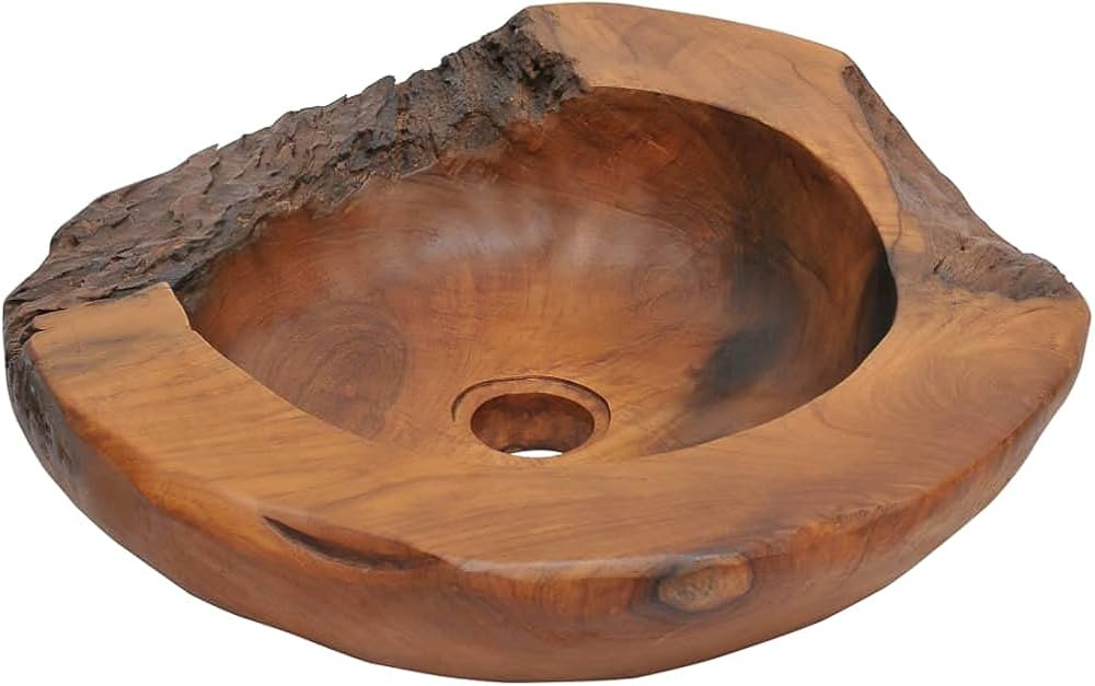 vidaXL Solid Teak Wood Basin Wash Sink Bathroom Home Indoor Washbowl Bowl | Amazon (US)