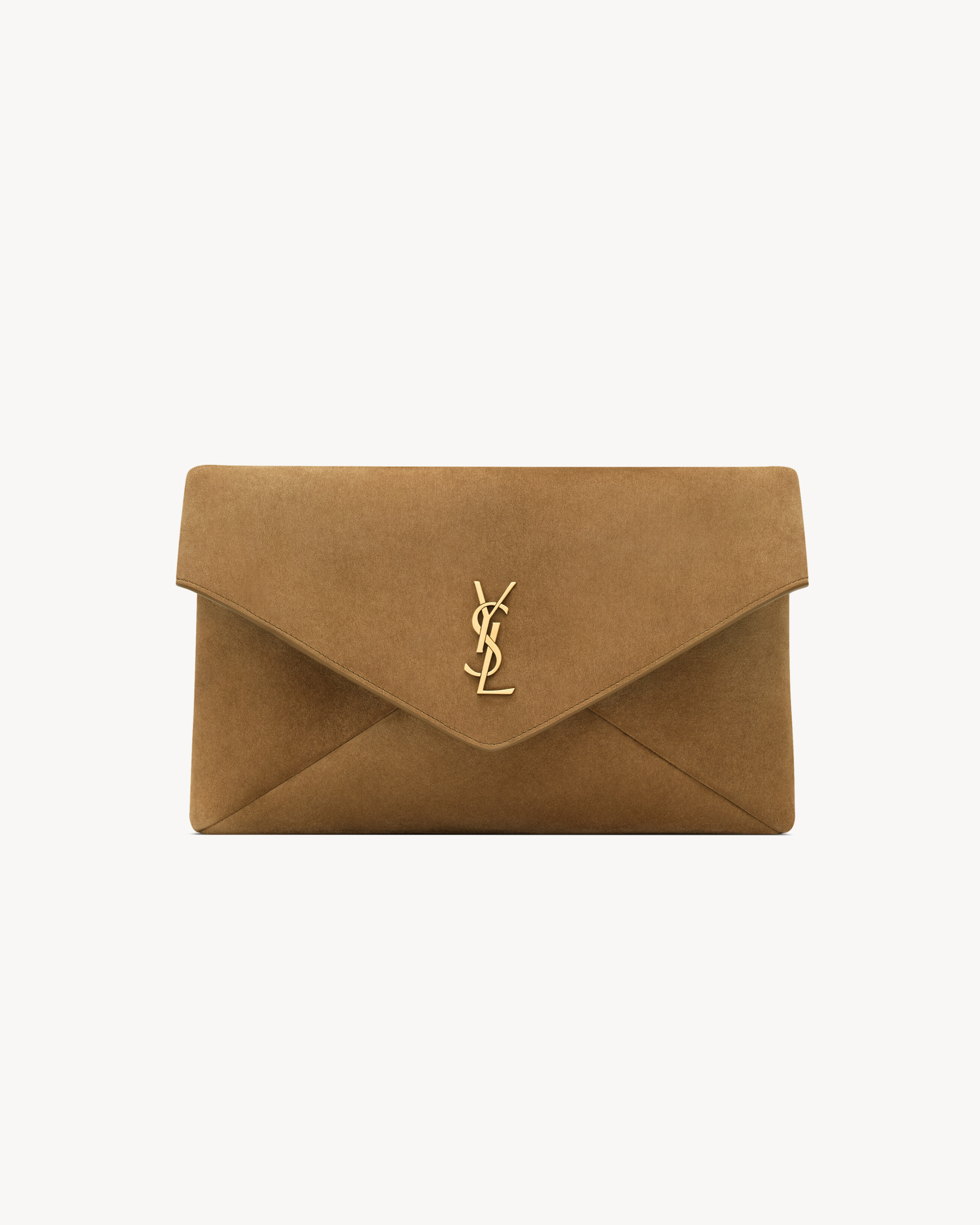 Saint Laurent Cassandre Large Envelope Pouch In Suede - Amber - Women - One Sizenisex | Saint Laurent Inc. (Global)