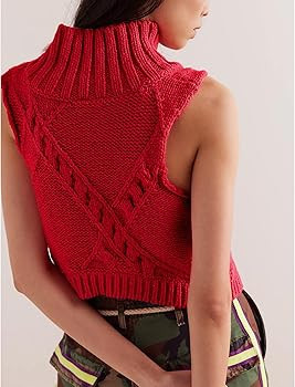 Hixiaohe Turtleneck Crochet Sweater Vest Fall Fashion Knit Sleeveless Tank Tops for Women Lightwe... | Amazon (US)