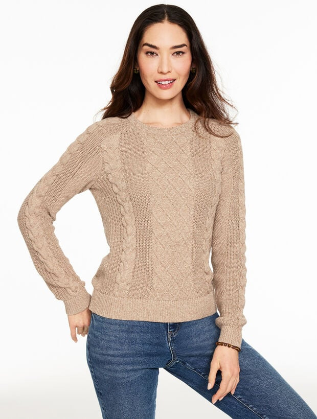 Cable Knit Crewneck Sweater - Marl | Talbots