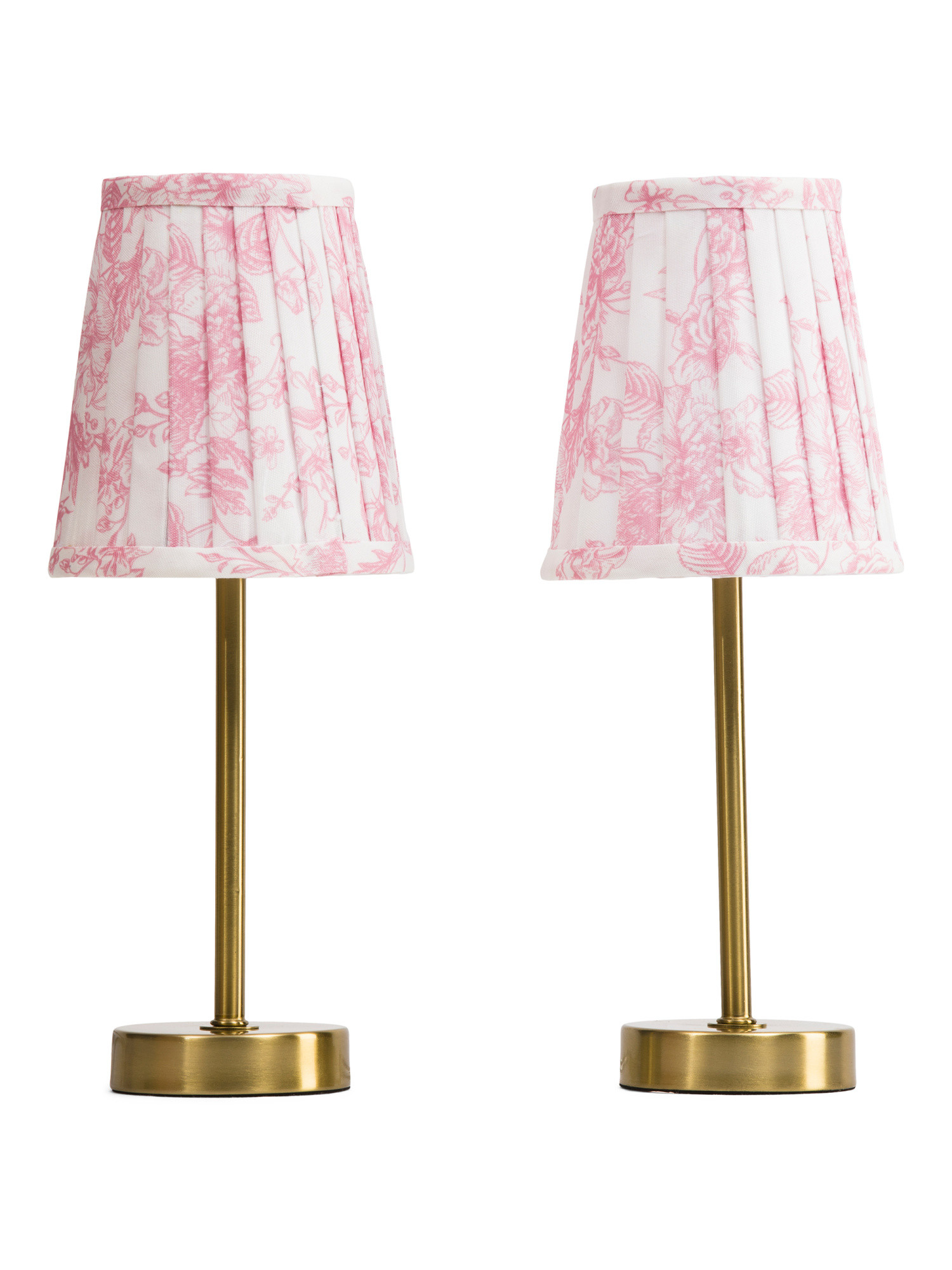 Set Of 2 15in Gold Tone Metal Table Lamps With Pleated Shades | TJ Maxx