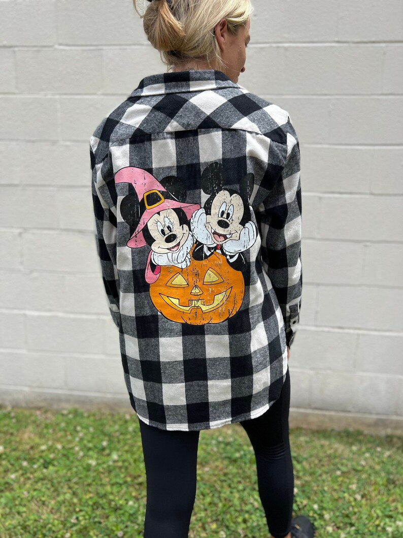Mickey and Minnie Jack-o-lantern Adult and Toddler Flannel, Disney Halloween Flannel, Halloween D... | Etsy (US)