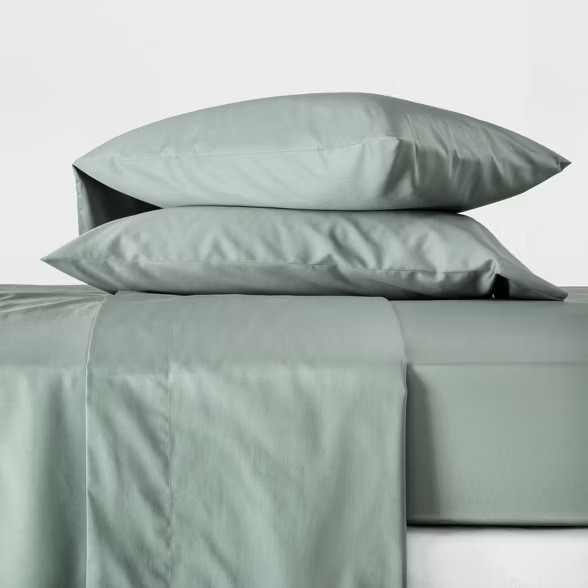 King 300 Thread Count Temperature Regulating Solid Sheet Set Sage Green - Casaluna™ | Target