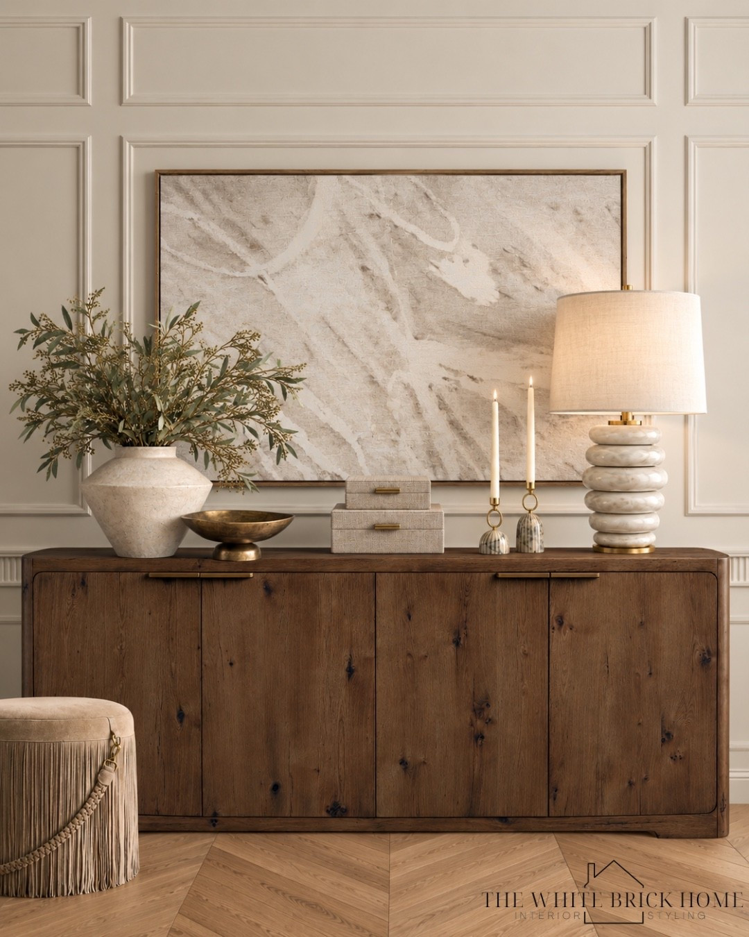 Timeless elegance meets warm, layered textures in this beautifully styled space, where every detail feels effortlessly sophisticated. 

Dining room, dining room console, console table, buffet, dining room buffet table, buffet table, storage table, storage cabinet, home decor, home design, wall art, table lamp, wall art, wall art ideas, home decor, home design, lamp, home decor, home accents, home accessories, vase, faux greenery, dining room furniture, living room furniture, arhaus, McGee and co, pottery barn, cb2

#LTKHome #LTKSeasonal #LTKSaleAlert