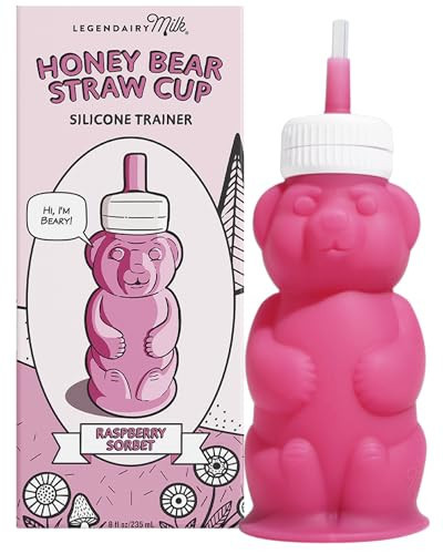 Legendairy Milk Honey Bear Straw Cup Silicone for Babies (Pink), 8 oz. Dishwasher Safe, Food Grade Silicone, Honeybear Sippy Cup for Ages 4+ Months | Amazon (US)