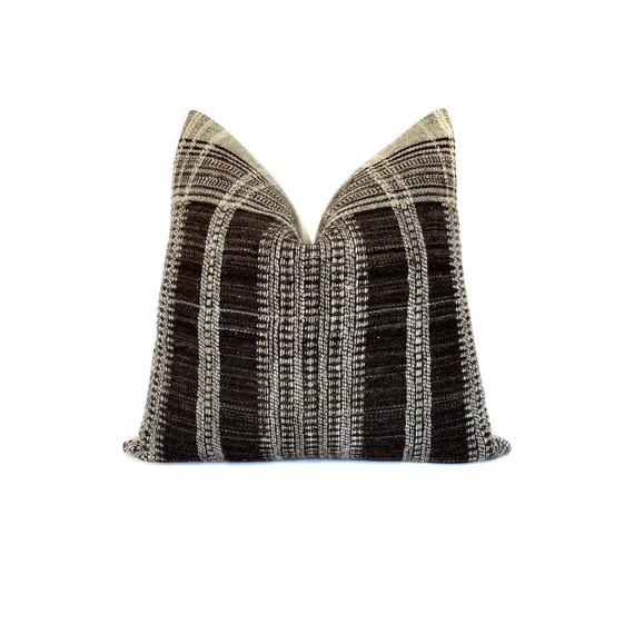 Indian Wool Pillow Cover | Brown and Cream | 20x20 Pillow Cover | Boho Pillow | Indian Wool Blank... | Etsy (US)