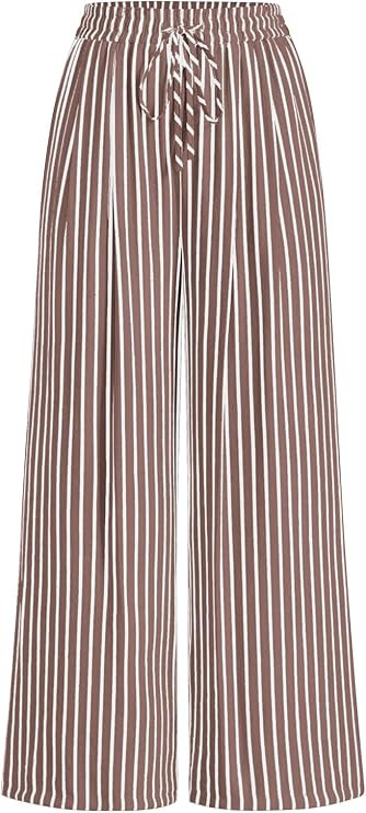 PRETTYGARDEN Womens Pants Elastic Waist Floral Lightweight Palazzo Pants for Women Casual Lounge ... | Amazon (US)