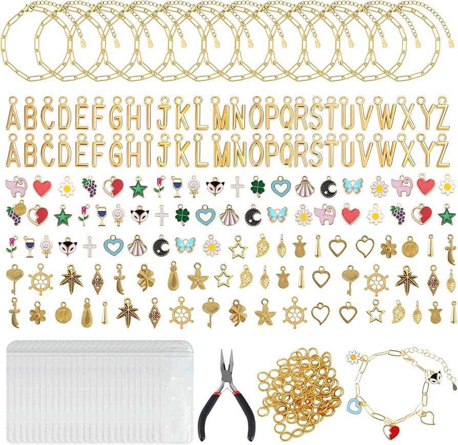 Himake 341Pcs Gold Charm Bracelet Making Kit, DIY Jewelry Making Supplies, Including Paperclip Ch... | Amazon (US)