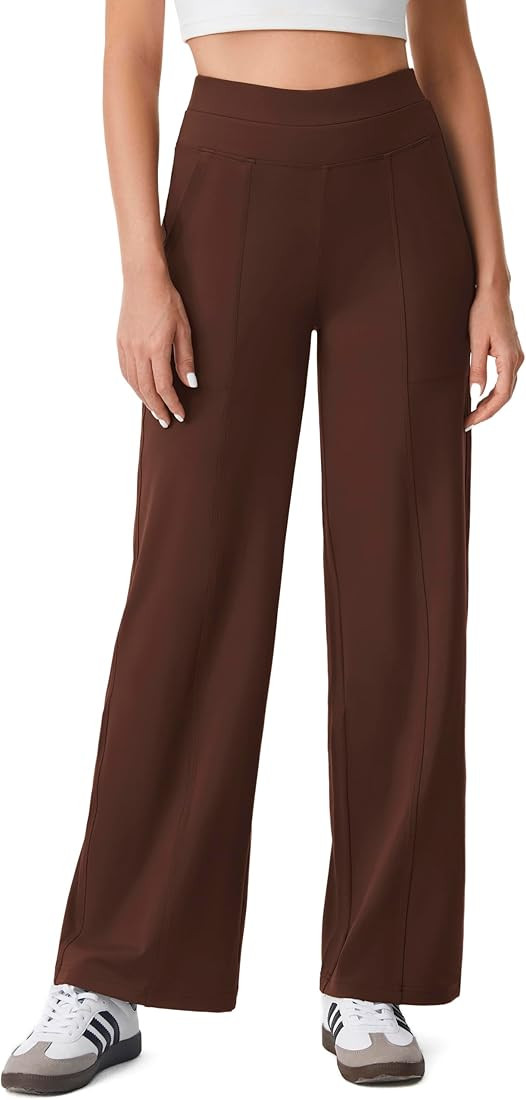 AFITNE Women’s Wide Leg Pants with Pockets 29”/31” 2024 Fall Stretchy High Waist Pull On Yo... | Amazon (US)