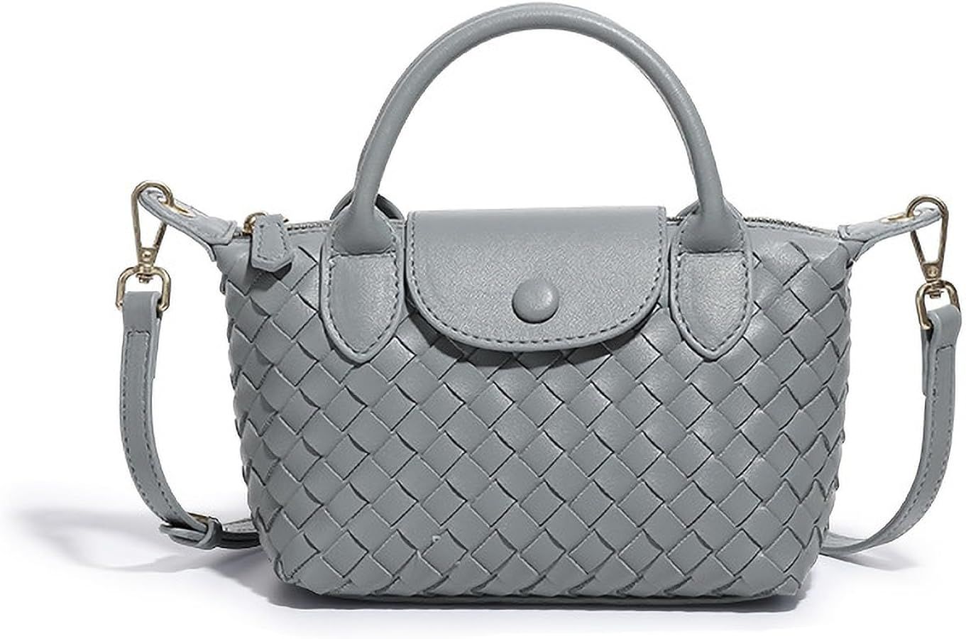 Waiyqju Mini Small Size Braided Luxury Leather Women's top Handle Handbag Fashion Travel Daily Sa... | Amazon (US)