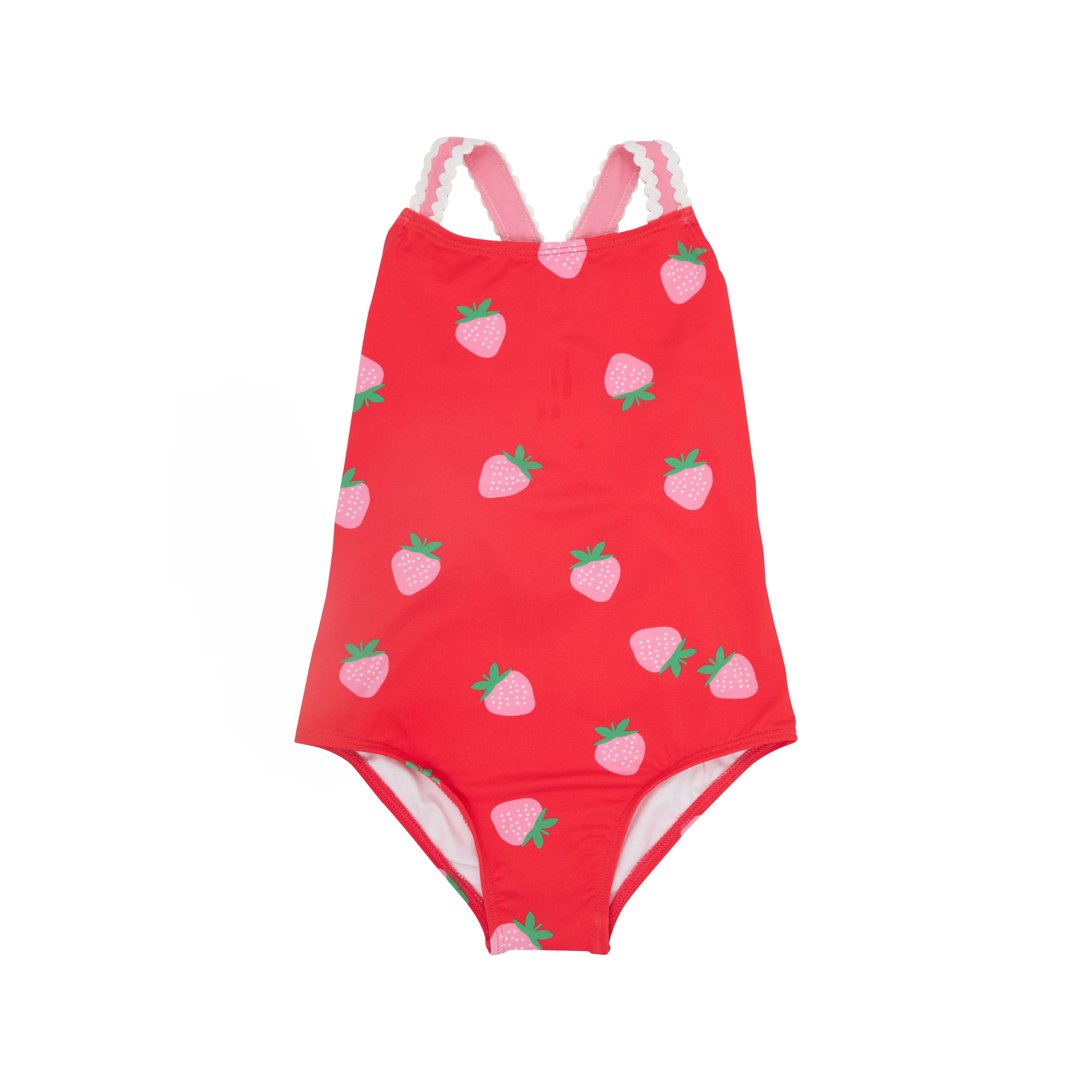 Taylor Bay Bathing Suit - Sanibel Strawberry with Hamptons Hot Pink & Worth Avenue White | The Beaufort Bonnet Company