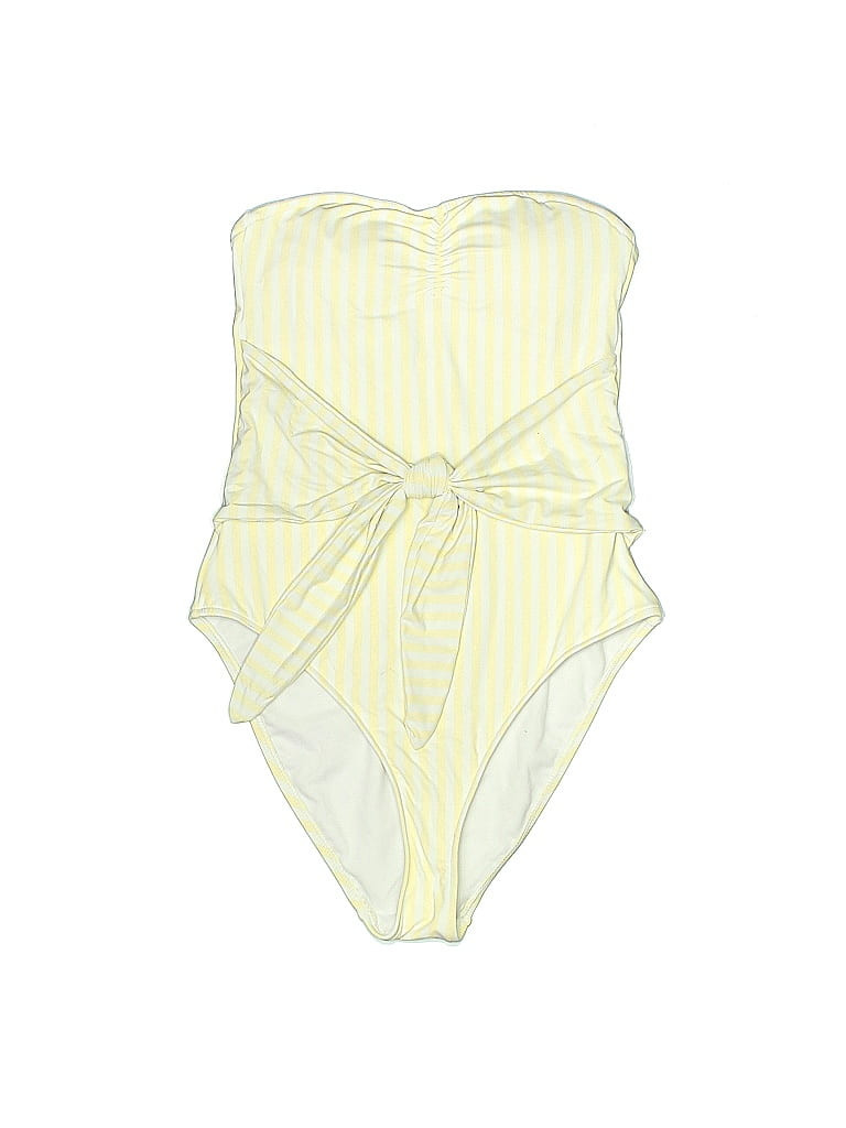 WeWoreWhat One Piece Swimsuit: Yellow Stripes Swimwear - Size Small | ThredUp