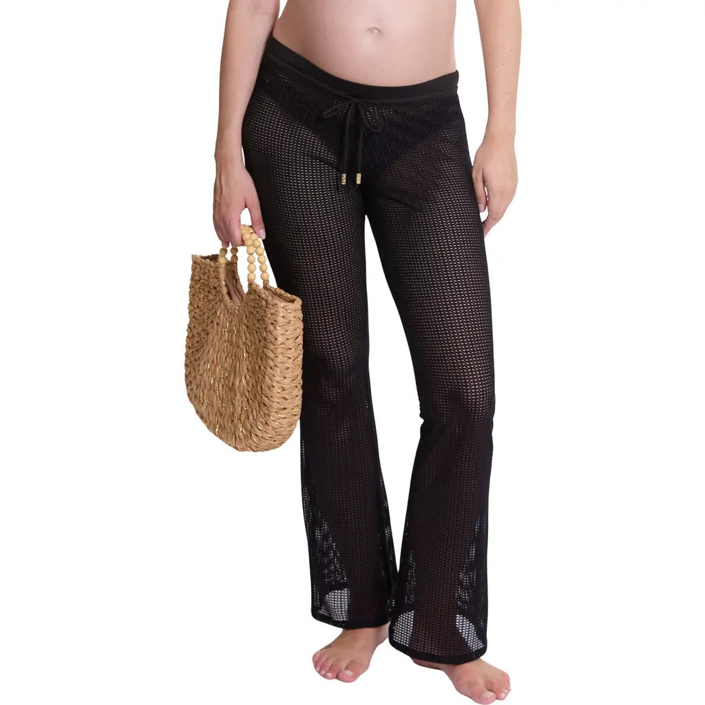 Cache Coeur Milos Sheer Maternity Cover-Up Pants in Black at Nordstrom, Size Small | Nordstrom