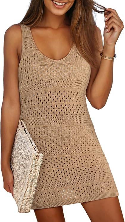 Dokotoo Womens Swimwear Cover Ups 2026 Summer Crochet Hollow Out Knit Bathing Suit Beach Dresses | Amazon (US)