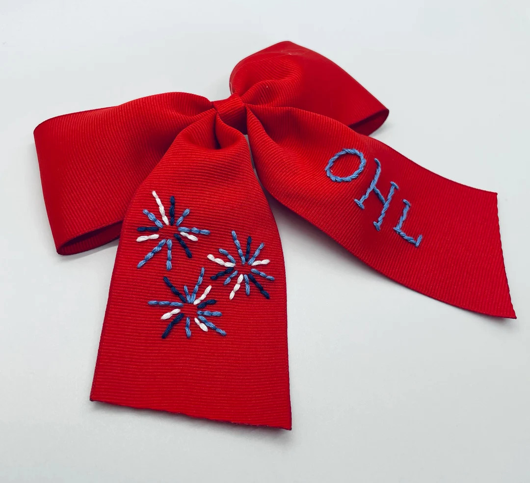 Fireworks Hand- Embroidered Bow | Etsy (US)