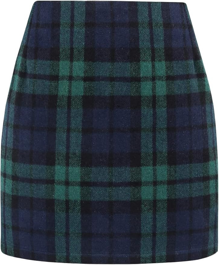 IDEALSANXUN Womens High Waist Plaid Skirt Bodycon Pencil Wool Mini Skirts | Amazon (US)