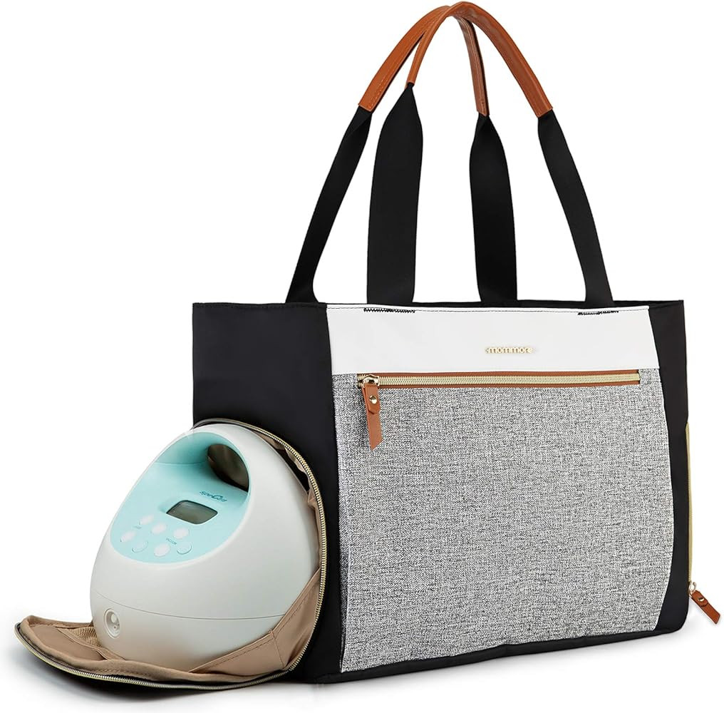 mommore Breast Pump Bag Diaper Tote Bag with 15 Inch Laptop Sleeve Fit Most Breast Pumps Like Med... | Amazon (US)