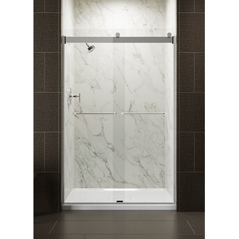 KOHLER Levity Bright Silver 44-in to 48-in W x 74-in H Semi-frameless Clear Glass Sliding Shower ... | Lowe's