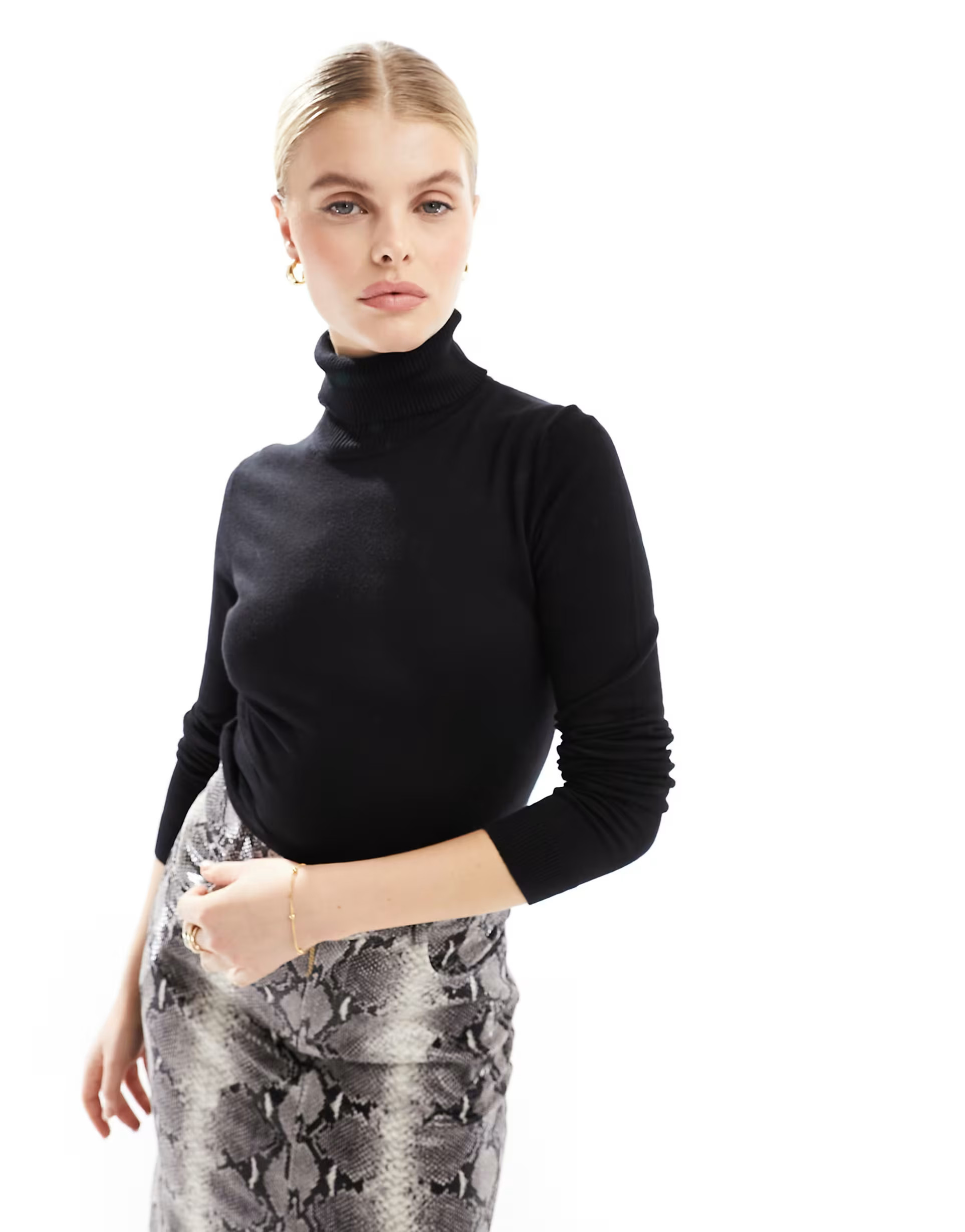 Mango high neck knitted jumper in black | ASOS (Global)