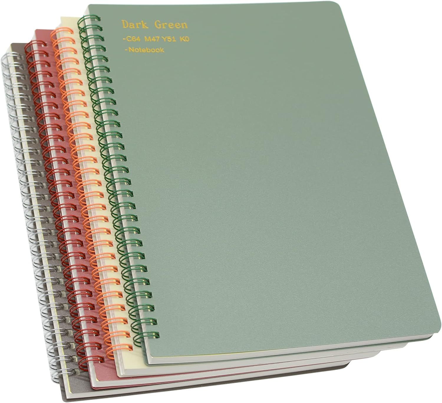 Spiral Notebook, 4 Pcs 4 Color 9.8 Inch x 6.9 Inch B5 Thick Plastic Hardcover 7mm College Ruled P... | Amazon (US)