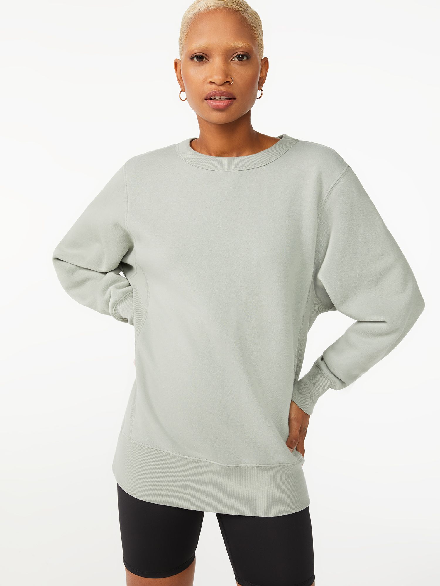 Free Assembly Women's Tunic Fleece Sweatshirt with Long Sleeves | Walmart (US)