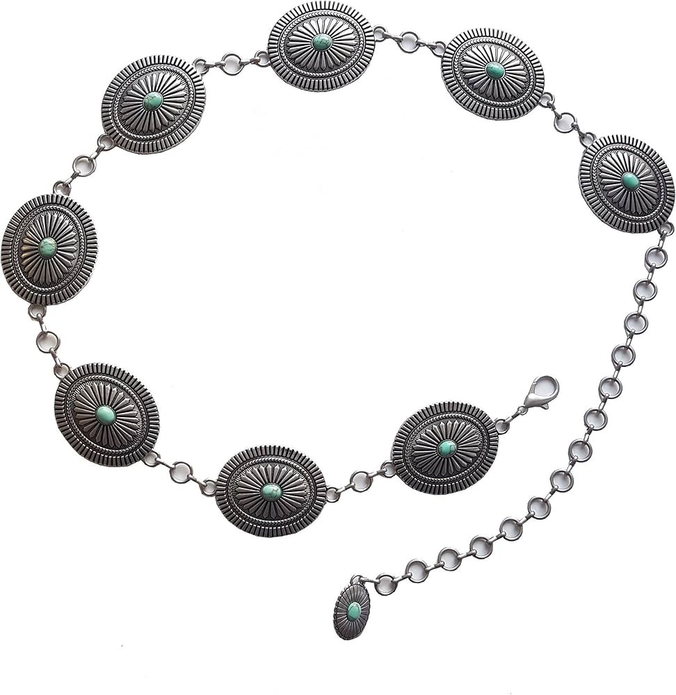 Western Turquoise Stone with Concho Chain Belt | Amazon (US)