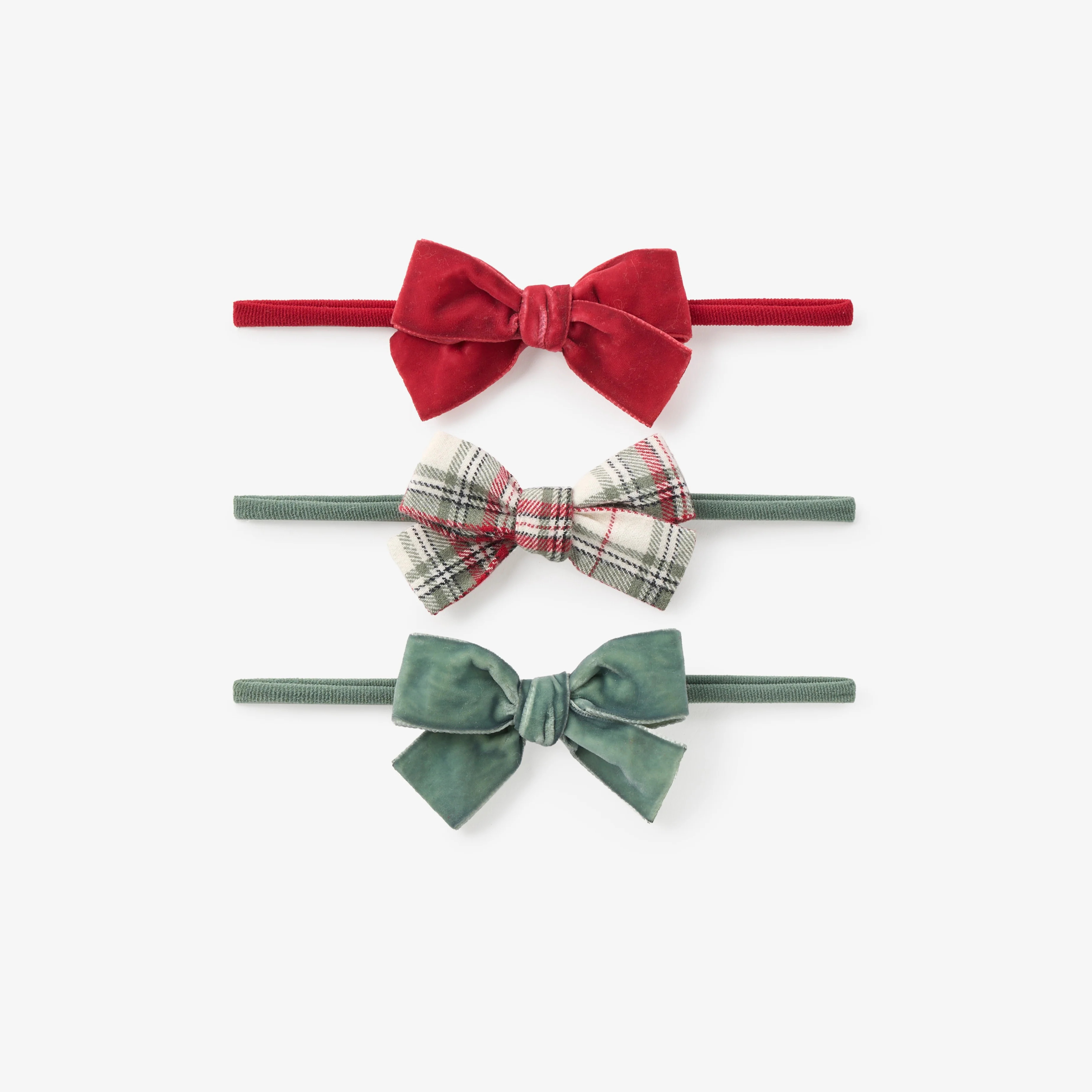 Winter Tartan + Velvet Headband Set 3 pk | Elegant Baby