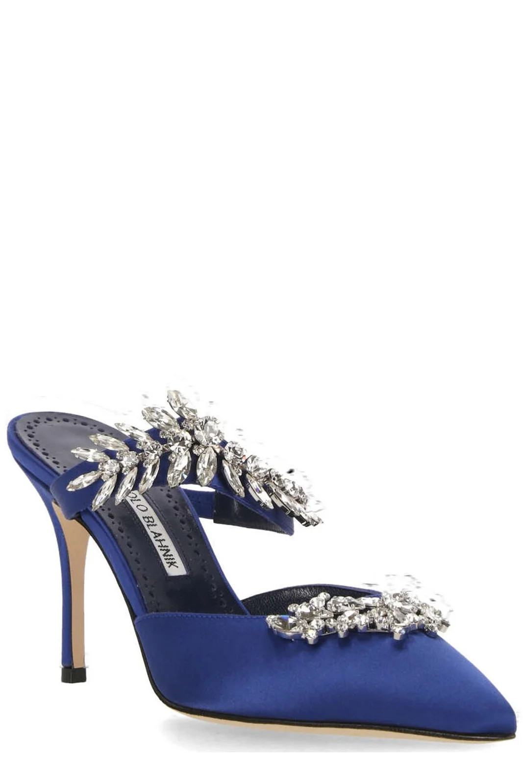 Manolo Blahnik Lurum Embellished Pointed Toe Mules | Cettire Global