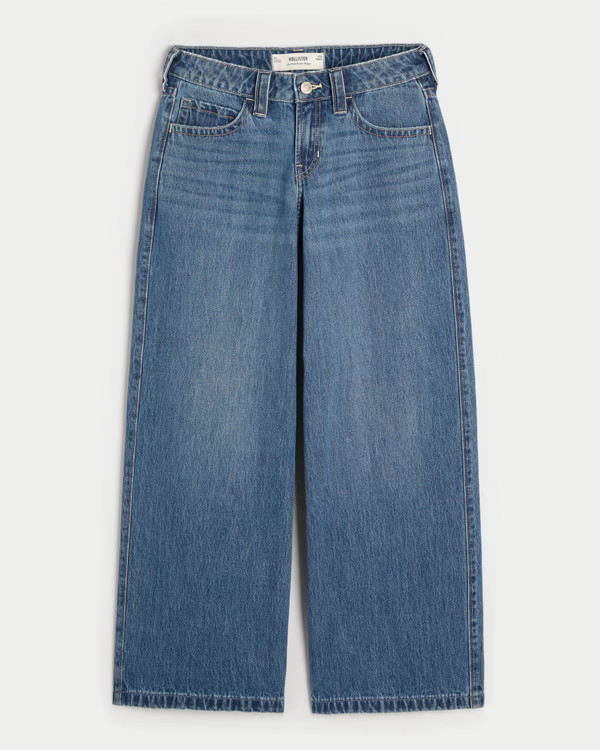 Low-Rise Dark Wash Super Baggy Jeans | Hollister (US)