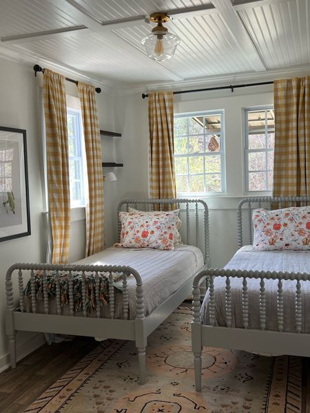 cottage bedroom buffalo plaid yellow curtains twin beds

#LTKfindsunder50 #LTKhome #LTKstyletip