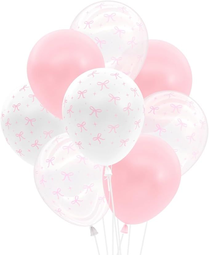 xo, Fetti Party Decorations Pink Latex Bow Balloons - 24 pk, 12" | Bachelorette Decorations, Bow ... | Amazon (US)