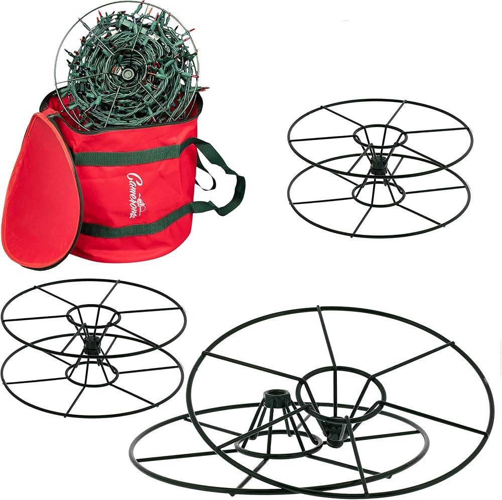 Christmas Light 12" Storage Reels Container (3pk) - Heavy Duty Metal Construction with X-Mas Carr... | Amazon (US)