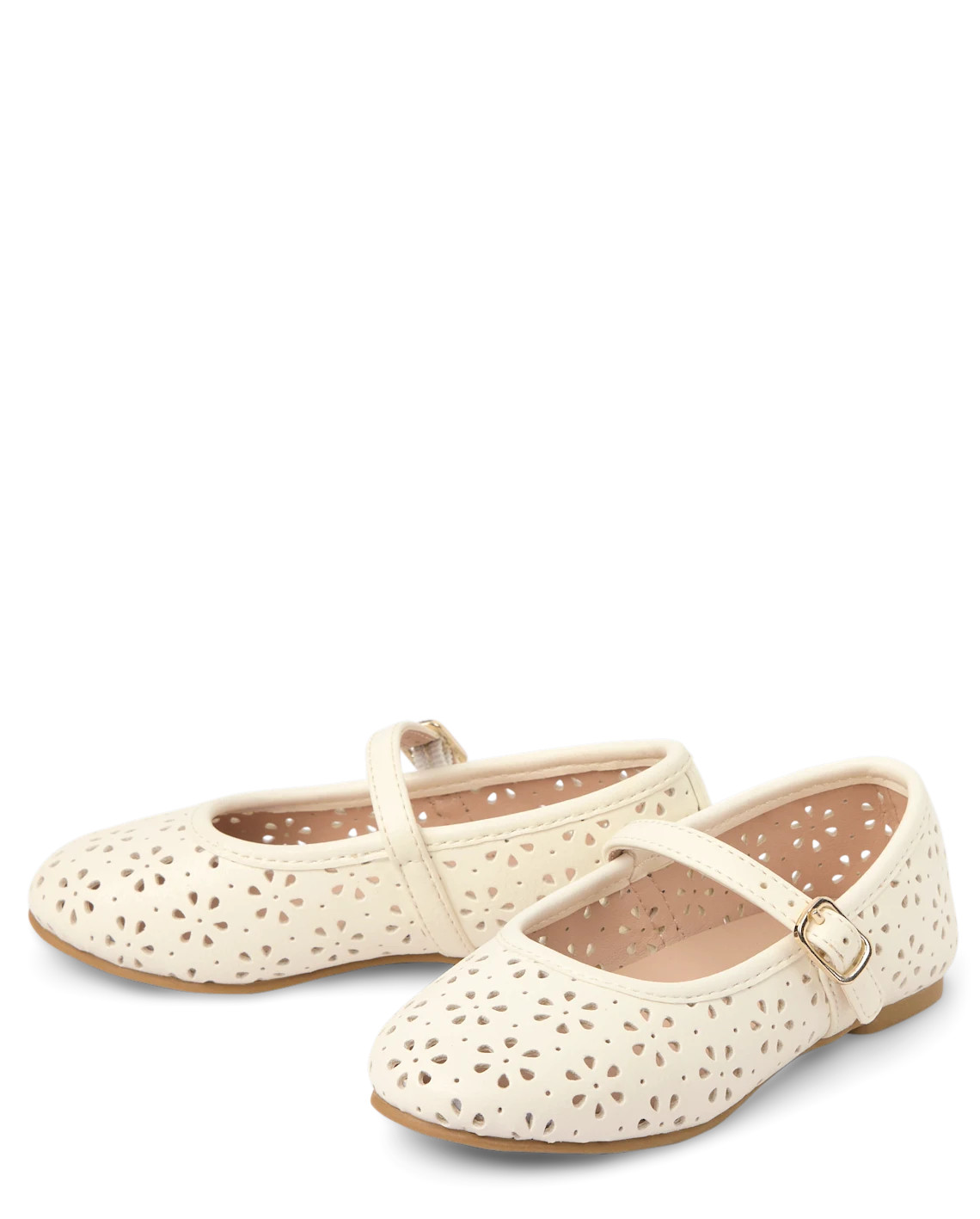 Toddler Girls Floral Perforated Ballet Flats - white | The Children's Place