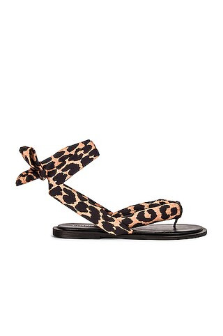 Ganni Recycled Tech Fabric Sandals in Animal Print,Black | FWRD 