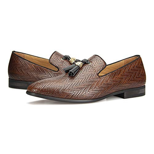 Meijiana Men’s Fashion Loafers Noble Brown Wedding Dress Shoes for Men with Tassel, Brown-04, 8 US | Amazon (US)