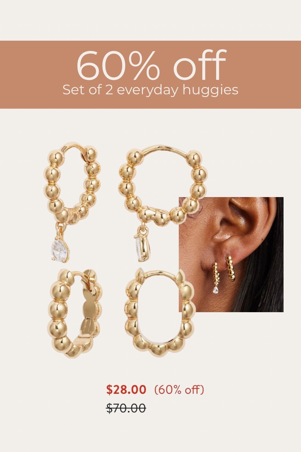 These little huggies are such a good everyday find.
This Nordstrom orb huggie set is 60% off right now — $70 → $28.
Easy for daily wear & 14K gold plated and lightweight.
Not sure how long they’ll stay marked down.

#LTKSaleAlert