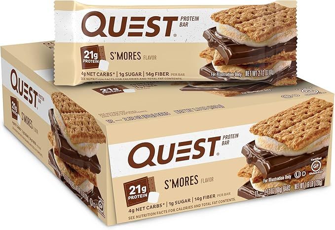 Quest Nutrition S'mores Protein Bar, High Protein, Low Carb, Gluten Free, Keto Friendly, 12 Count | Amazon (US)