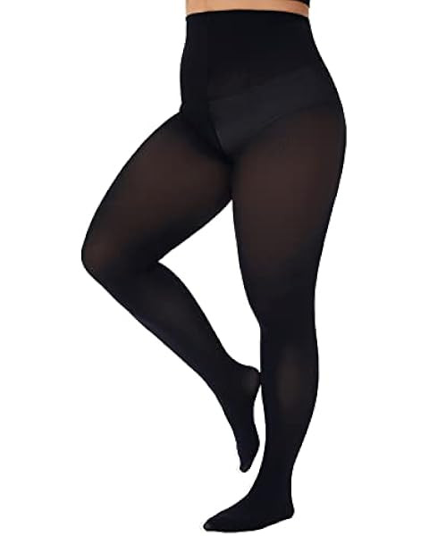 DORALLURE Oversize Plus Size Tights for Women, Solid Color Soft Footed High Waist Pantyhose | Amazon (US)