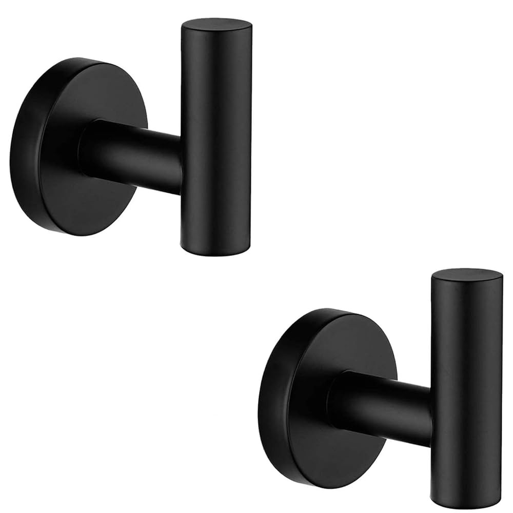 Nolimas Towel Coat Hook Matte Black SUS304 Stainless Steel Bathroom Clothes Cabinet Closet Sponge... | Amazon (US)
