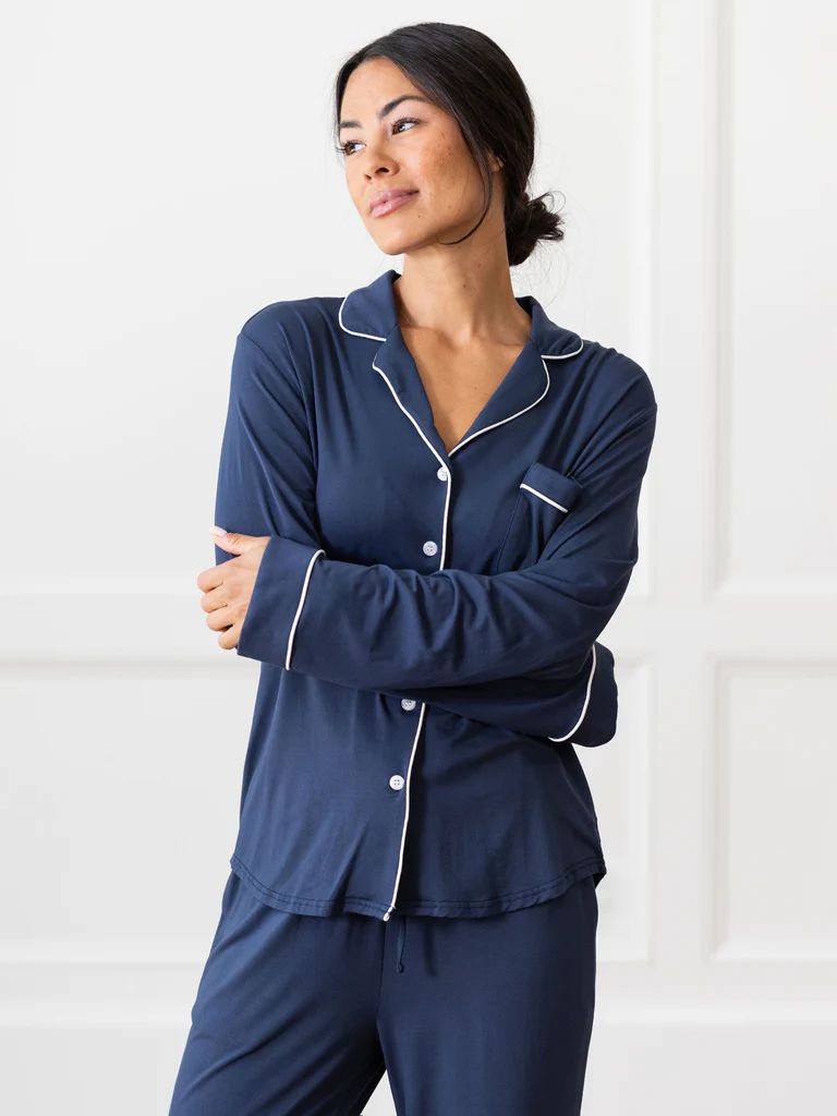 Women's Long Sleeve Bamboo Pajama Top in Stretch-Knit | Cozy Earth