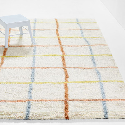 Click for more info about Warm Colored Grid Washable Wool Rug | Crate & Kids