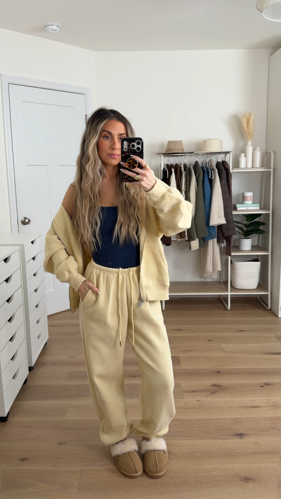 how cute is the yellow?! Comes in a ton of colors but the yellow is definitely a favorite 
+ sunday zip up hoodie: xs
+ 90s bra free cami: xs
+ sunday sweatpants: xs regular (do could a short) 
+ slippers: true to size 

#LTKFindsUnder100 #LTKdayinmylife #LTKootd