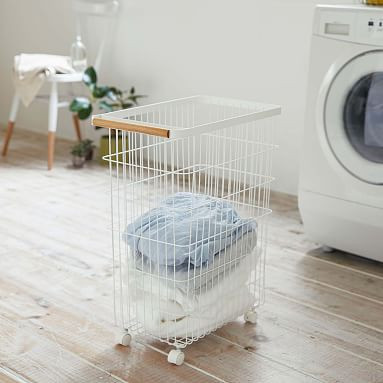 Tosca Slim Rolling Laundry Basket | Pottery Barn Teen | Pottery Barn Teen