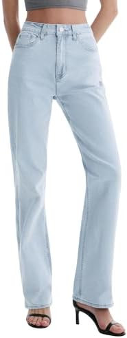 SGIVL Women’s Jeans High Waisted Straight Leg Stretchy Jeans Trendy Wide Leg Casual Fit Denim P... | Amazon (US)