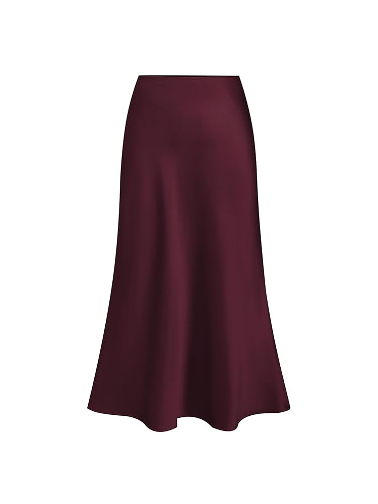 CIDER Satin Skirt Maxi Skirt for Women High Waist Ruffle A Line Long Skirt Elegant Flowy Solid Pa... | Amazon (UK)